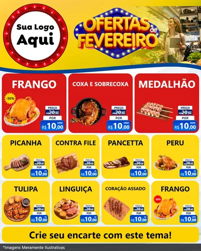 Modelo de Rede Social para Feed Instagram com o tema Ofertas de Fevereiro para Assados
