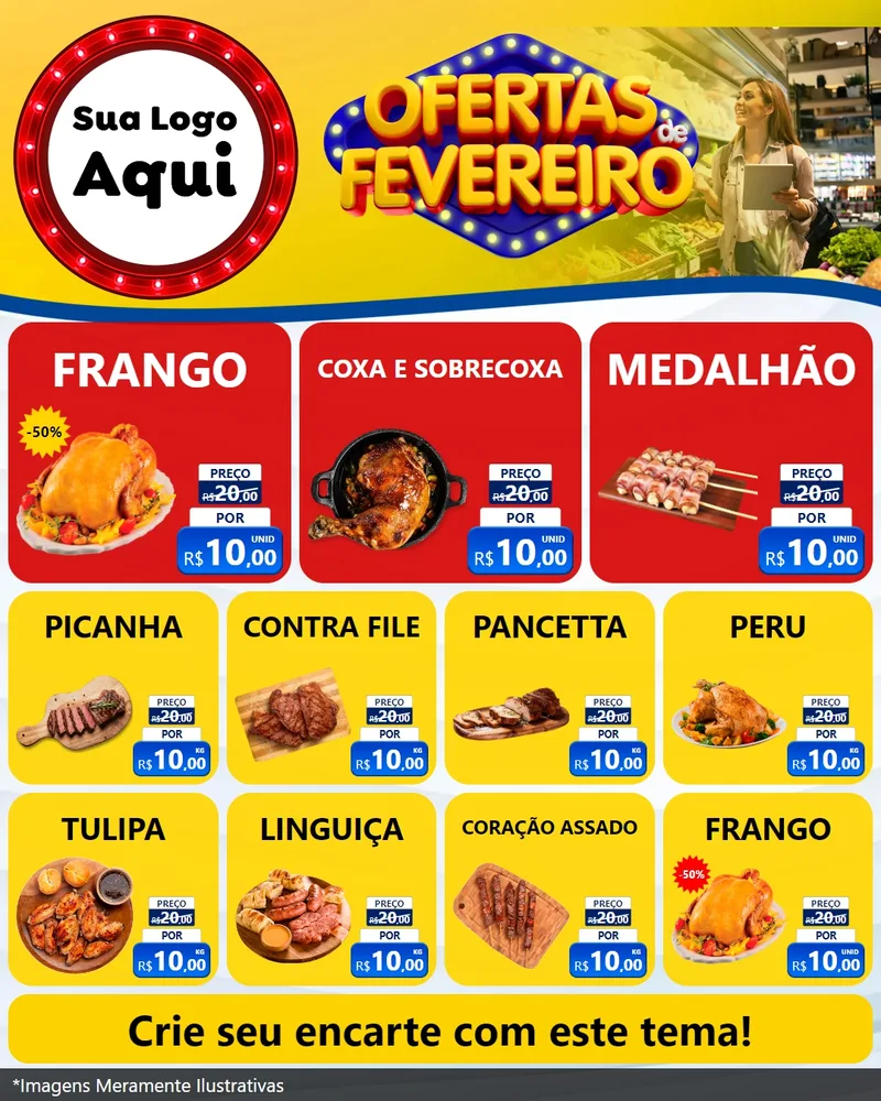 Modelo de Rede Social para Feed Instagram com o tema Ofertas de Fevereiro para Assados