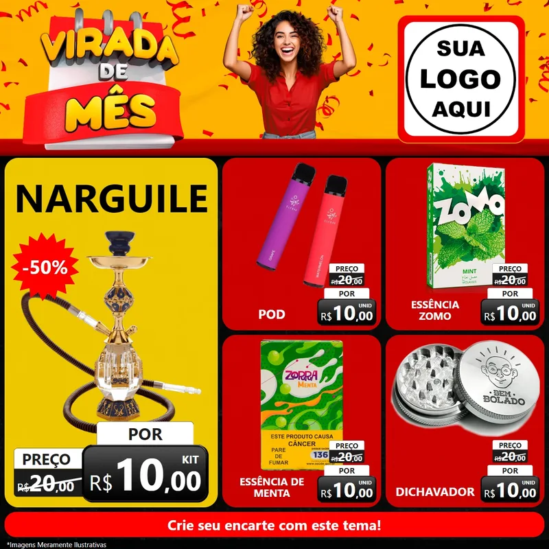 Modelo de Rede Social para Feed Facebook com o tema Virada de Mês para Tabacaria