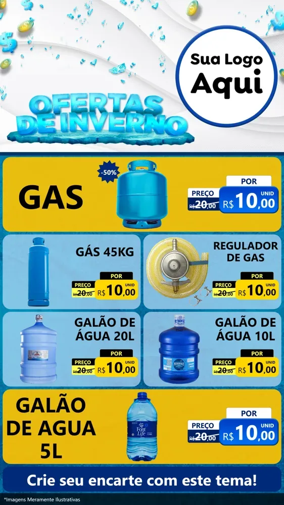 Modelo de TV para TV Vertical com o tema Ofertas de Inverno para Água e gás