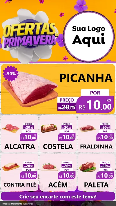 Modelo de Rede Social para Stories com o tema Ofertas Da Primavera para Açougue