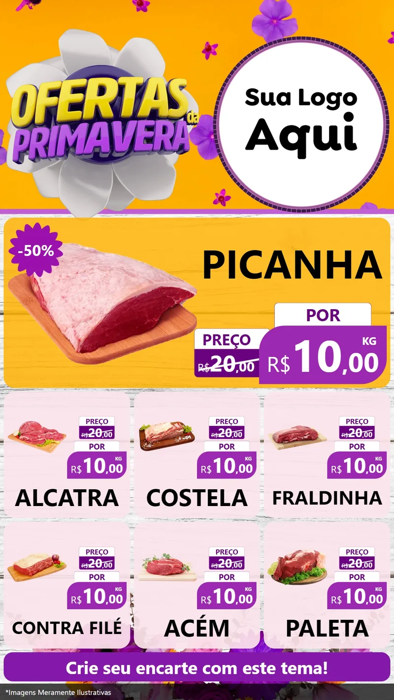 Modelo de Rede Social para Stories com o tema Ofertas Da Primavera para Açougue