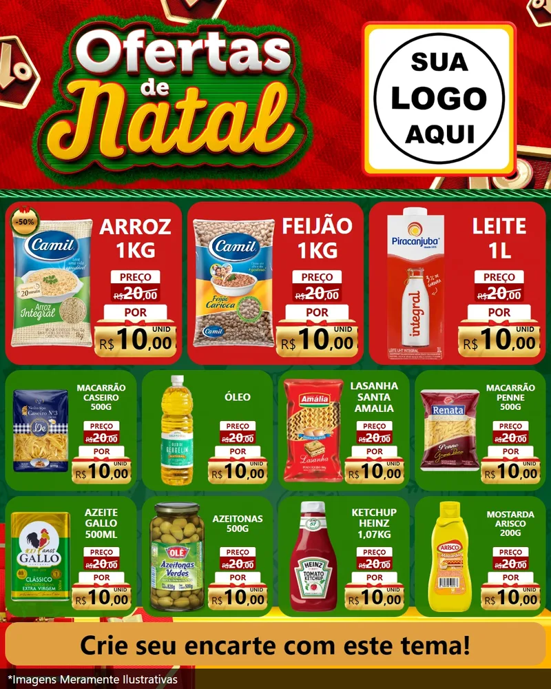 Modelo de Rede Social para Feed Instagram com o tema Ofertas de Natal para Supermercado