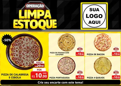 Modelo de Encarte para Encarte A4 Horizontal com o tema Operação Limpa Estoque para Pizzaria