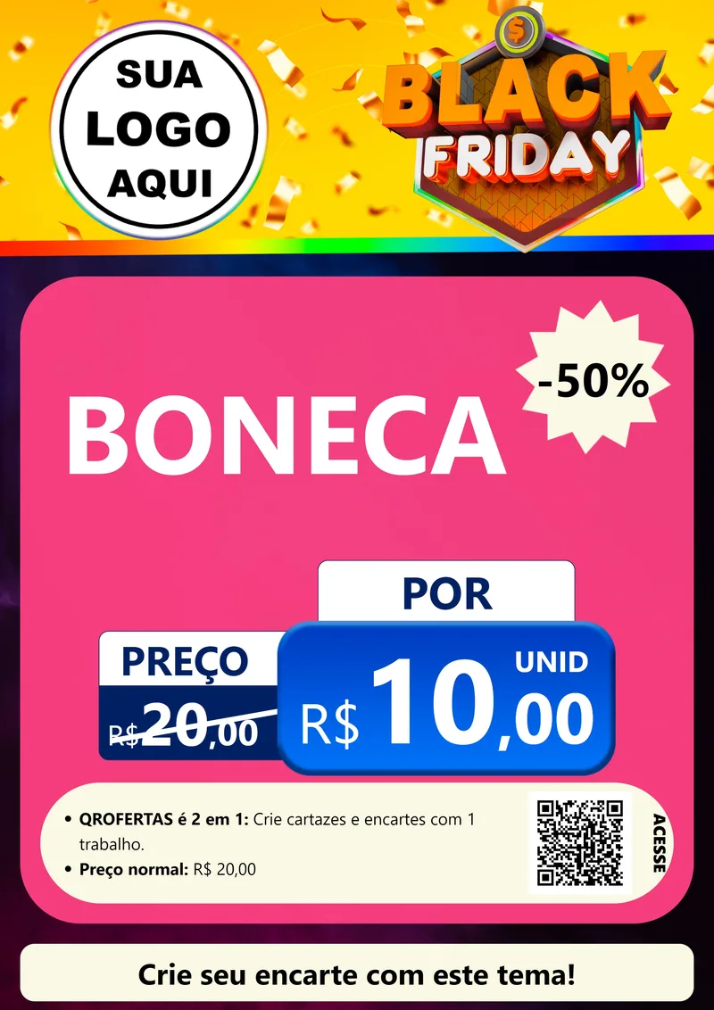 Modelo de Cartaz para Cartaz A4 Vertical com o tema Black Friday para Brinquedos