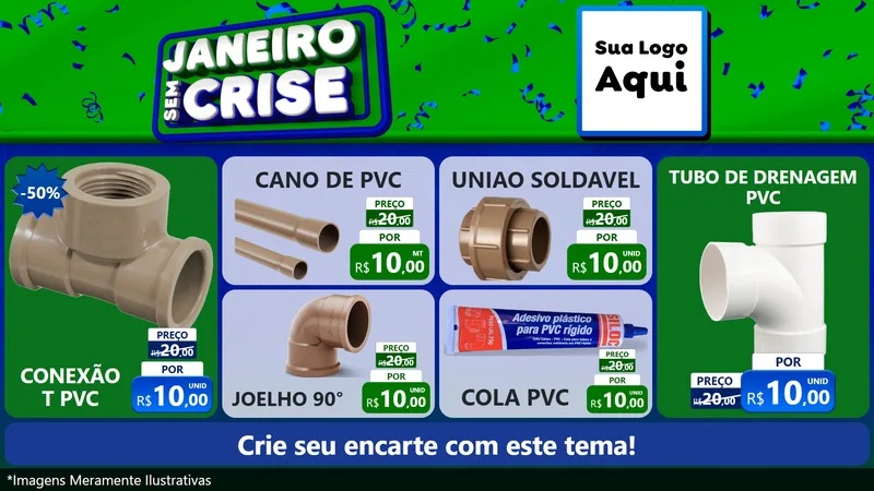 Modelo de TV para TV Horizontal com o tema Janeiro Sem Crise para Tubos e conexões