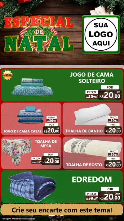 Modelo de TV para TV Vertical com o tema Especial de Natal para Cama, Mesa e Banho