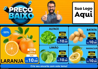 Modelo de Encarte para Encarte A4 Horizontal com o tema Preço Baixo para Hortifrúti
