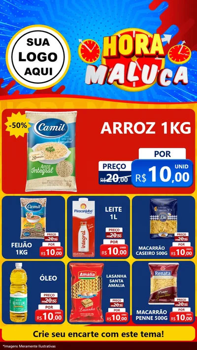 Modelo de Rede Social para Stories com o tema Hora Maluca para Supermercado