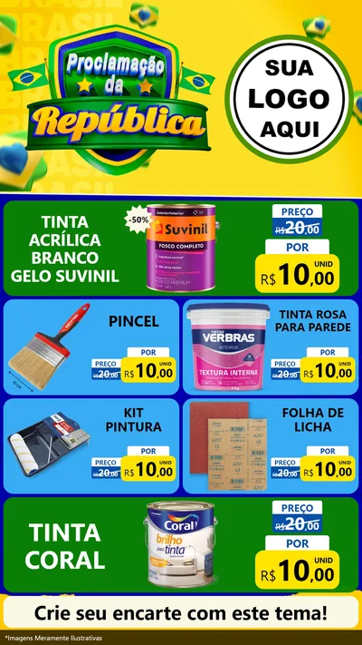 Modelo de TV para TV Vertical com o tema Proclamação da República para Tintas e Ferramentas