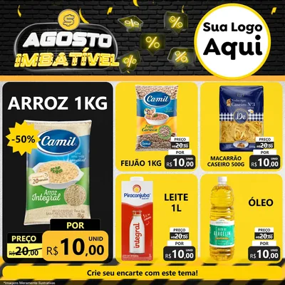 Modelo de Rede Social para Feed Facebook com o tema Agosto Imbatível para Supermercado