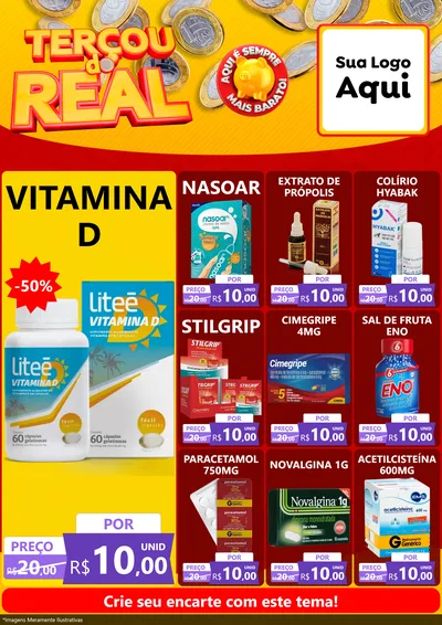Modelo de Encarte para Encarte A4 Vertical com o tema Terçou do Real para Farmácia