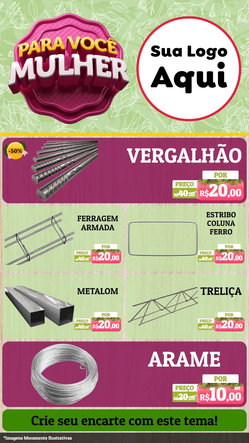 Modelo de TV para TV Vertical com o tema Para Você Mulher para Ferragens