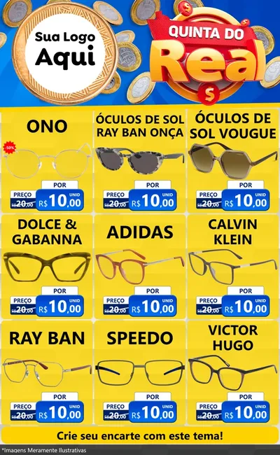 Modelo de Encarte para Encarte Grande com o tema Quinta do Real para Óticas