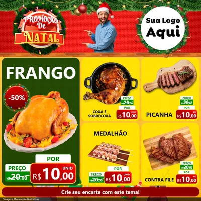 Modelo de Rede Social para Feed Facebook com o tema Promoção de Natal para Assados