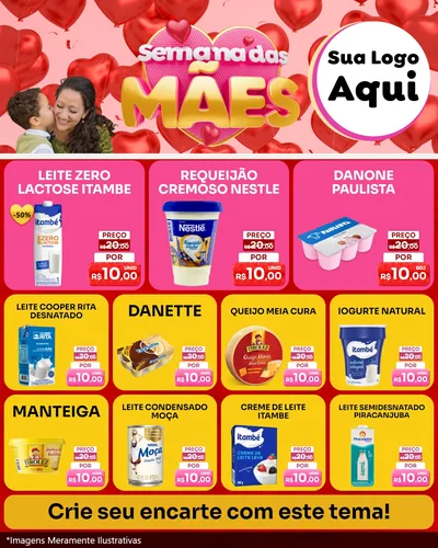 Modelo de Rede Social para Feed Instagram com o tema Semana Das Mães para Frios e Laticínios