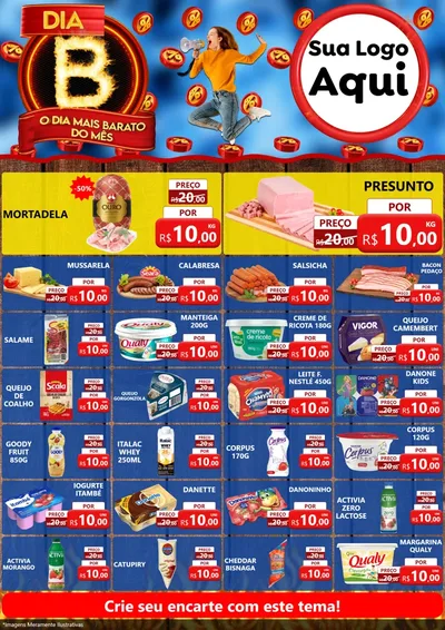 Modelo de Encarte para Encarte A4 Vertical com o tema Dia B - O Dia Mais Barato Do Mês para Frios e Laticínios