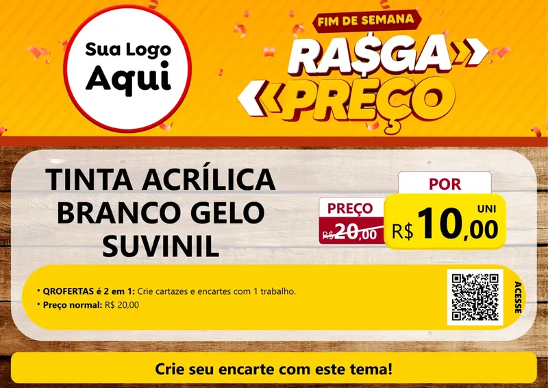 Modelo de Cartaz para Cartaz A4 Horizontal com o tema Fim de Semana Rasga Preços para Tintas e Ferramentas