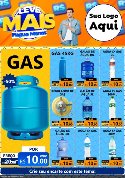 Modelo de Encarte para Encarte A4 Vertical com o tema Leve Mais, Pague Menos para Água e gás