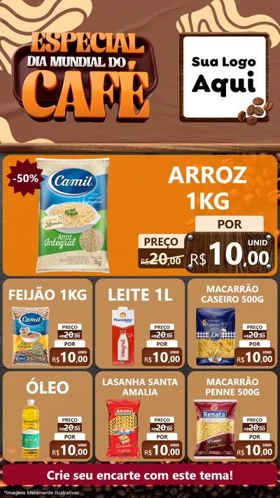 Modelo de Rede Social para Stories com o tema Especial Dia Mundial do Café para Supermercado