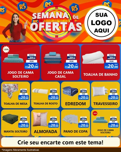 Modelo de Rede Social para Feed Instagram com o tema Semana de Ofertas para Cama, Mesa e Banho