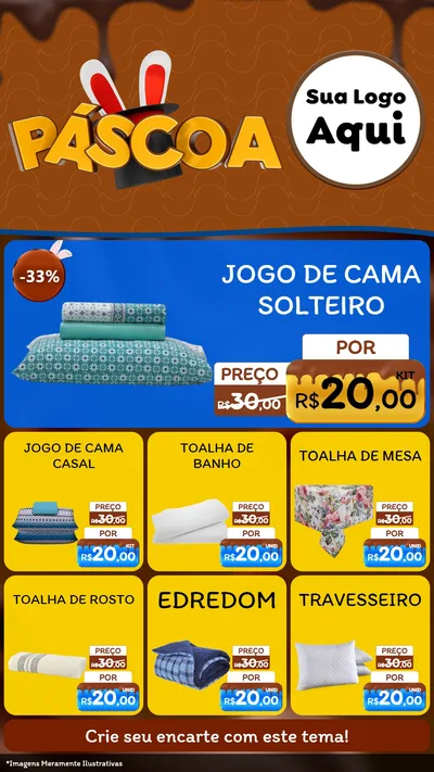 Modelo de Rede Social para Stories com o tema Páscoa para Cama, Mesa e Banho