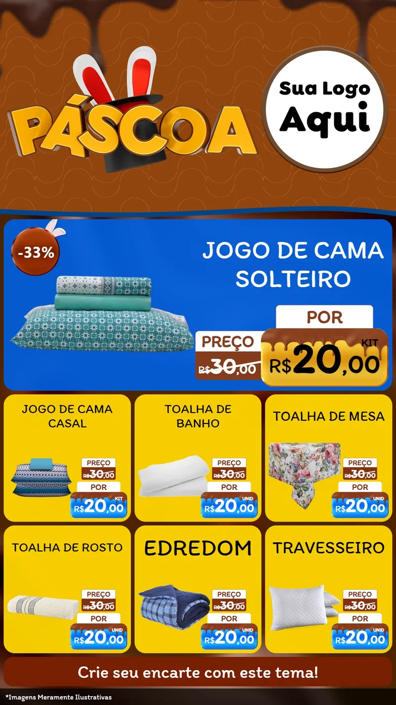 Modelo de Rede Social para Stories com o tema Páscoa para Cama, Mesa e Banho