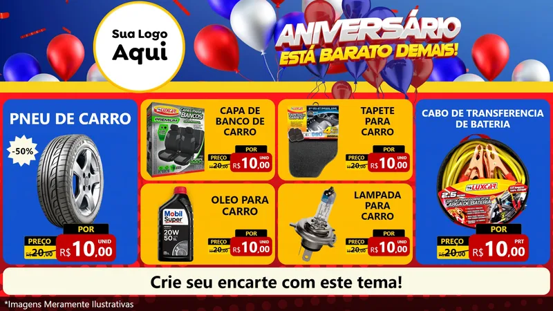 Modelo de TV para TV Horizontal com o tema Aniversário para Auto peças