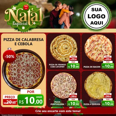 Modelo de Rede Social para Feed Facebook com o tema Natal Especial para Pizzaria