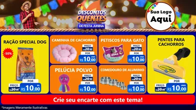 Modelo de TV para TV Horizontal com o tema Descontos Quentes de Festa Junina para Pet Shop