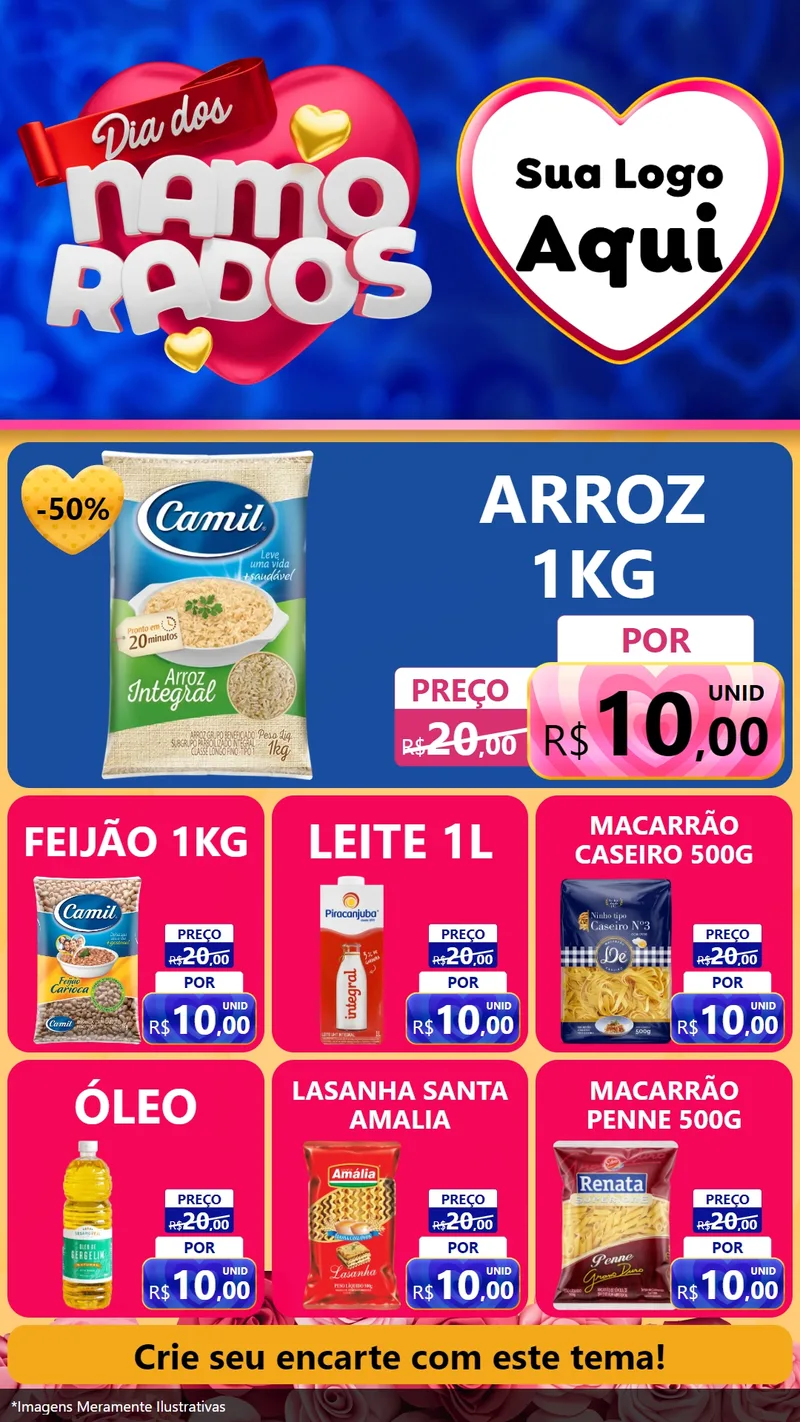 Modelo de Rede Social para Stories com o tema Dia dos namorados para Supermercado