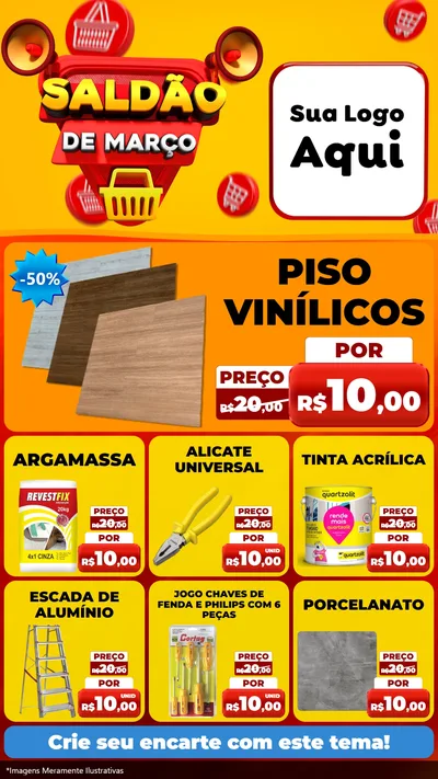 Modelo de Rede Social para Stories com o tema Saldão de Março para Material para Construção