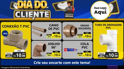 Modelo de TV para TV Horizontal com o tema Dia Do Cliente para Tubos e conexões