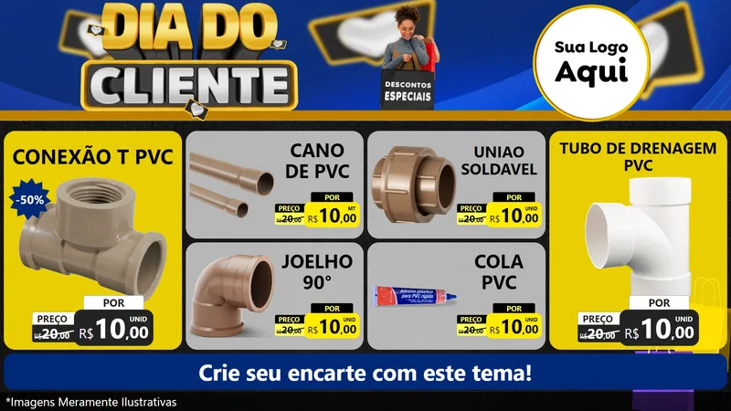 Modelo de TV para TV Horizontal com o tema Dia Do Cliente para Tubos e conexões