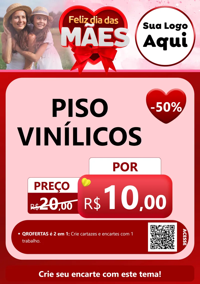 Modelo de Cartaz para Cartaz A4 Vertical com o tema Feliz Dia Das Mães para Material para Construção