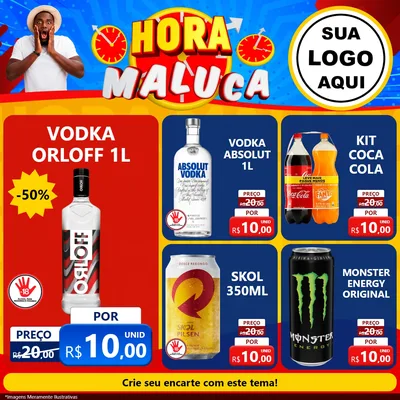 Modelo de Rede Social para Feed Facebook com o tema Hora Maluca para Distribuidora de bebidas