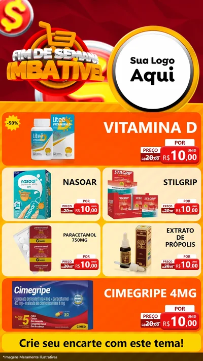 Modelo de TV para TV Vertical com o tema Fim de Semana Imbatível para Farmácia