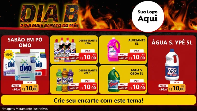 Modelo de TV para TV Horizontal com o tema Dia B para Produtos de Limpeza