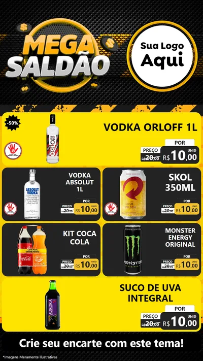 Modelo de TV para TV Vertical com o tema Mega Saldão para Distribuidora de bebidas