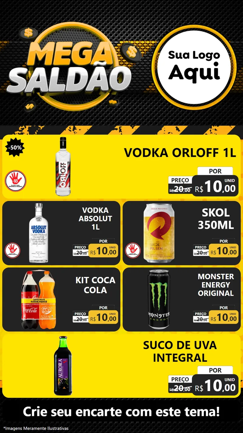 Modelo de TV para TV Vertical com o tema Mega Saldão para Distribuidora de bebidas