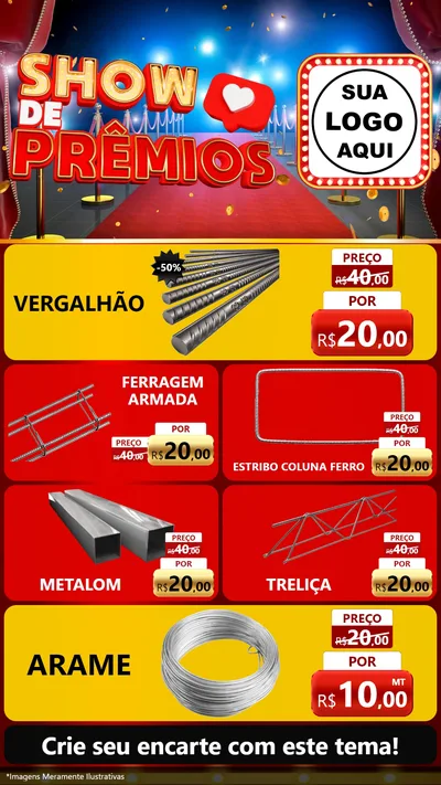 Modelo de TV para TV Vertical com o tema Show de Prêmios para Ferragens