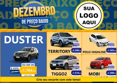 Modelo de Encarte para Encarte A4 Horizontal com o tema Dezembro de Preço Baixo para Concessionaria de Carros
