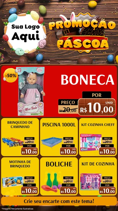 Modelo de Rede Social para Stories com o tema Promoção Páscoa para Brinquedos