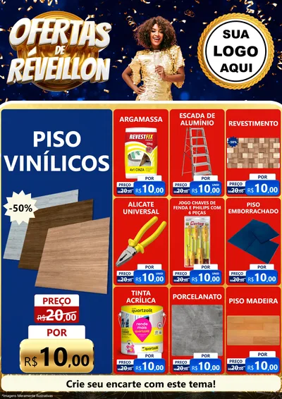 Modelo de Encarte para Encarte A4 Vertical com o tema Ofertas de Réveillon para Material para Construção