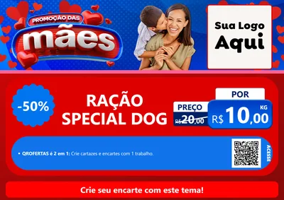 Modelo de Cartaz para Cartaz A4 Horizontal com o tema Promoção das Mães para Pet Shop