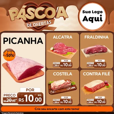 Modelo de Rede Social para Feed Facebook com o tema Páscoa de Ofertas para Açougue