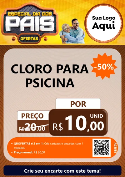 Modelo de Cartaz para Cartaz A4 Vertical com o tema Especial Dia dos Pais para Produtos para Piscina
