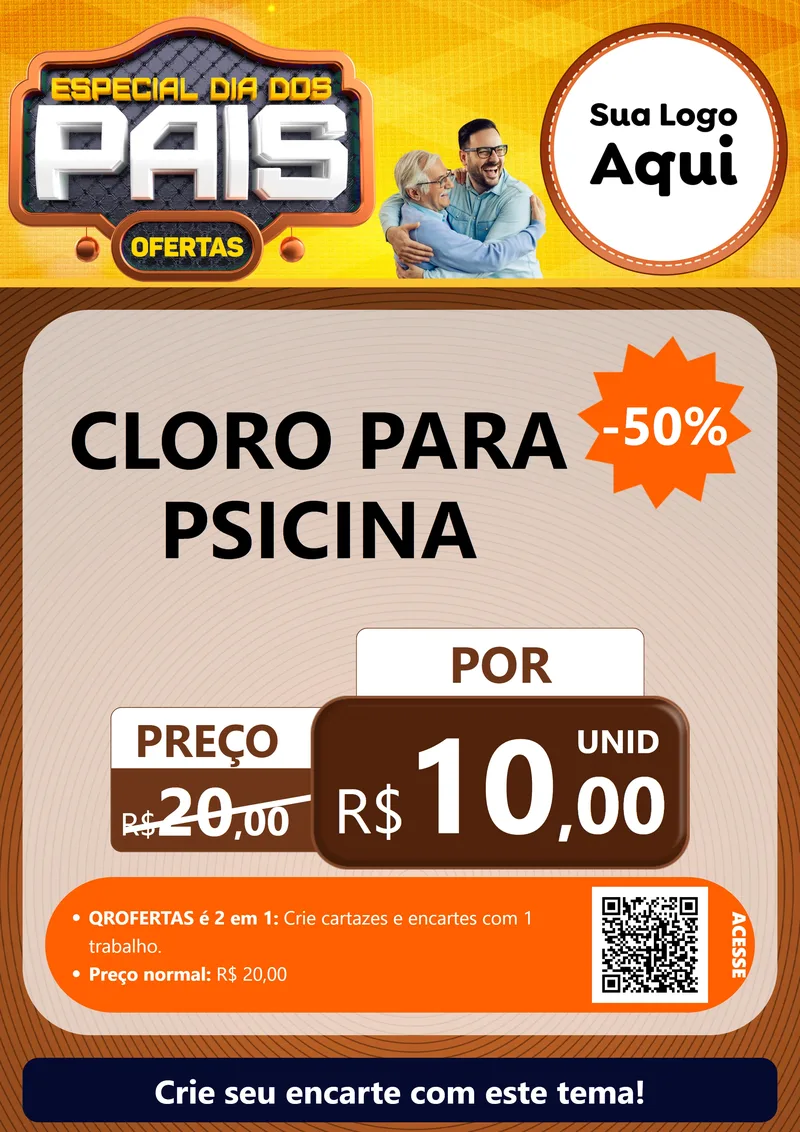 Modelo de Cartaz para Cartaz A4 Vertical com o tema Especial Dia dos Pais para Produtos para Piscina