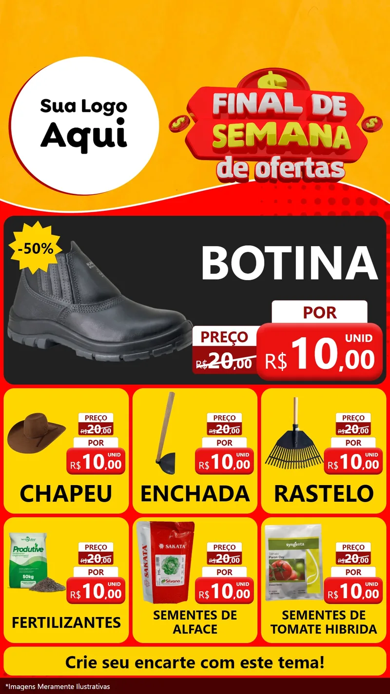 Modelo de Rede Social para Stories com o tema Final de Semana de Ofertas para Agropecuária