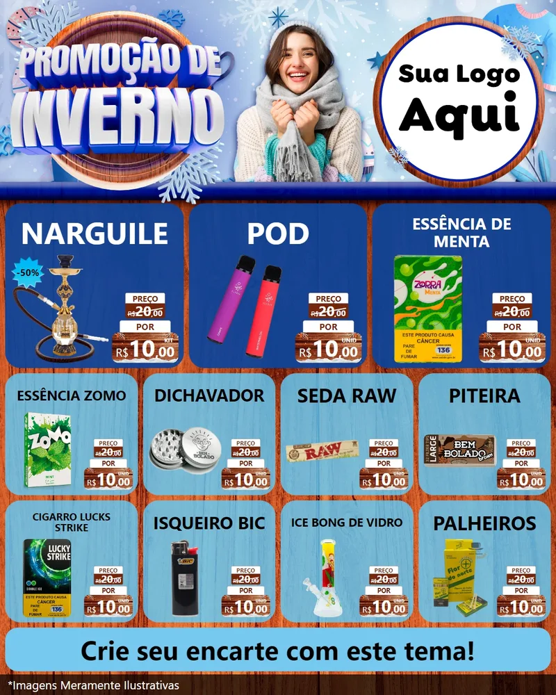 Modelo de Rede Social para Feed Instagram com o tema Promoção de Inverno para Tabacaria